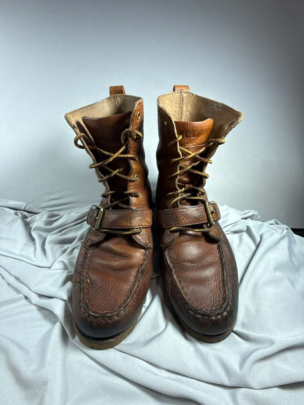 Polo Ralph Lauren Ranger Brown Leather Moc Toe Buckle Boots Men’s size 8